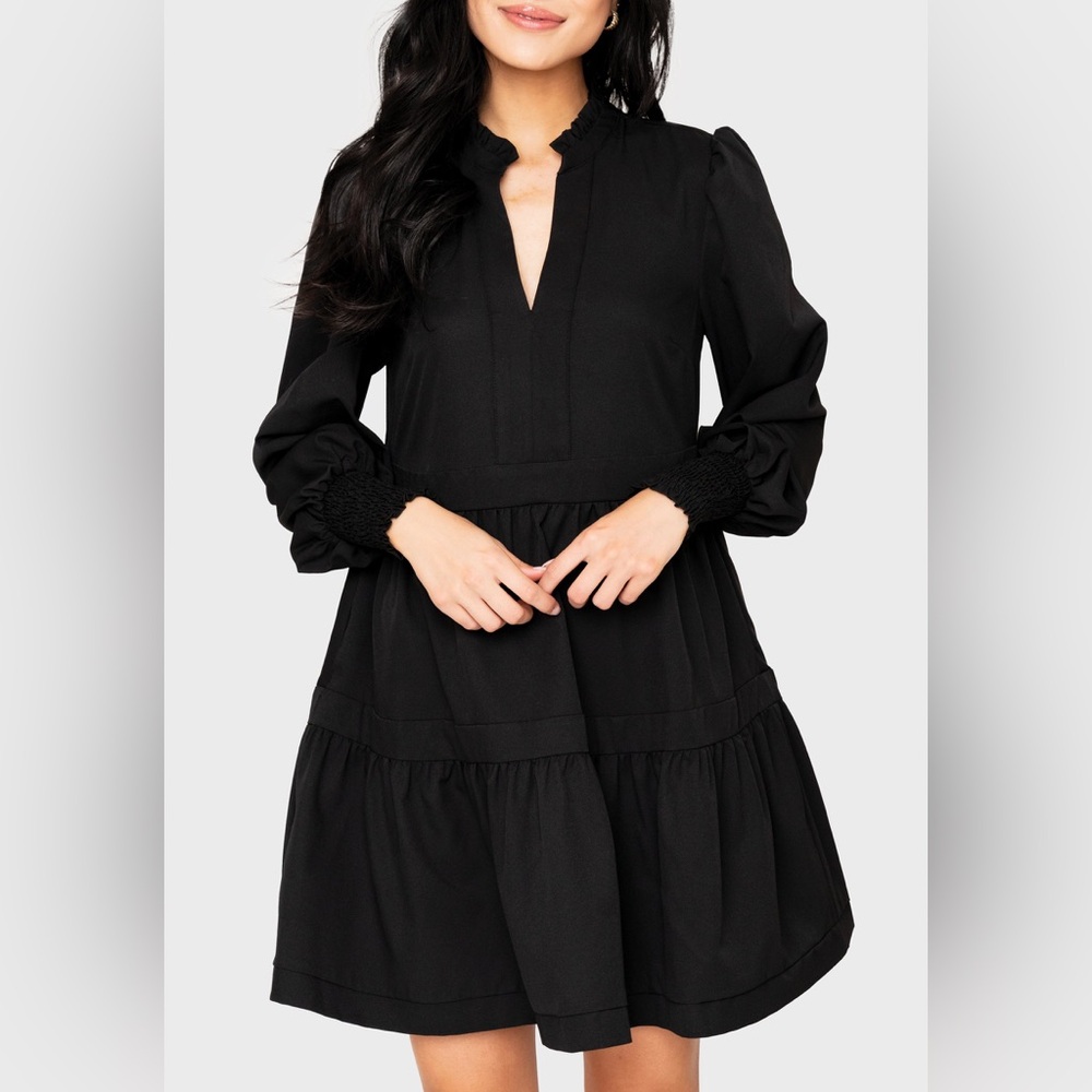 NWOT GibsonLook Long Sleeve Decked Out Day Dress in Black Size M